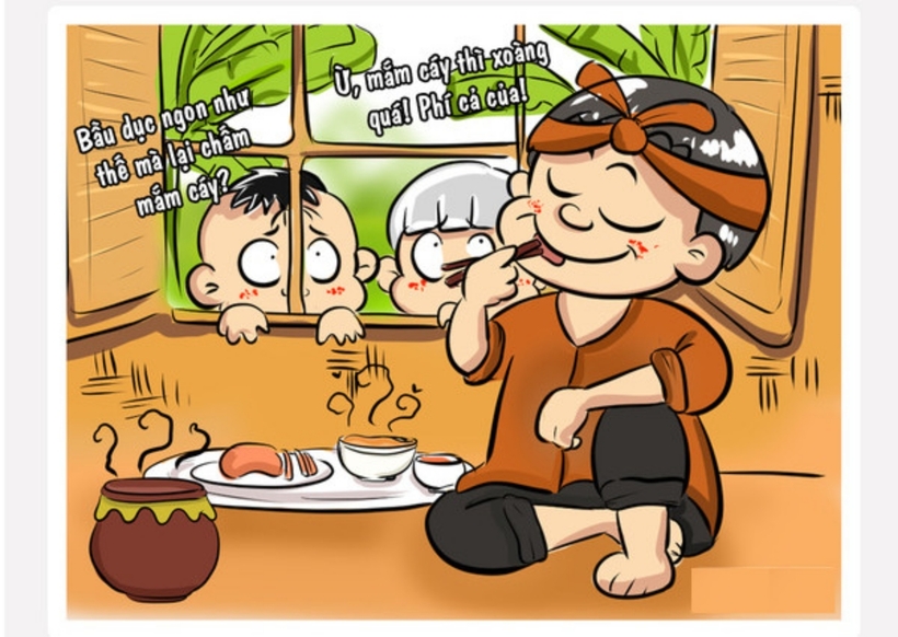 Ta thường nói “dùi đục chấm mắm cáy”, thế nhưng đây là một câu nói sai. Từ đúng và nguyên dạng của nó phải là “Bầu dục chấm mắm cáy”. Trong câu “dùi đục chấm mắm cay” thì “dùi đục” là chỉ một dụng cụ trong nghề mộc, làm sao có thể ăn được. Còn Bầu dục là món ăn ngon và hiếm. Vậy mà cái món ăn hiếm ấy lại đem chấm với mắm cáy, một thứ mắm xoàng nhất; có thể nói là mạt hạng, trong các loại mắm ở vùng biển. Sự kết hợp gây ra sự khó chịu..