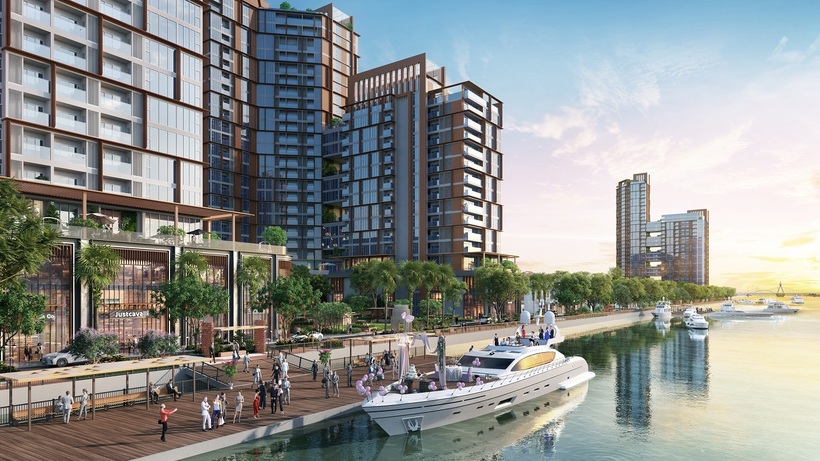 Sun Symphony Residence có đến 3 bến thủy nội khu. Ảnh phối cảnh minh họa Sun Property