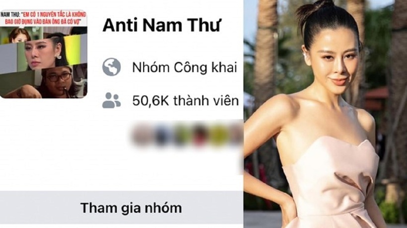 Nam Thư bị lập nhóm tẩy chay. Ảnh: Chụp màn hình