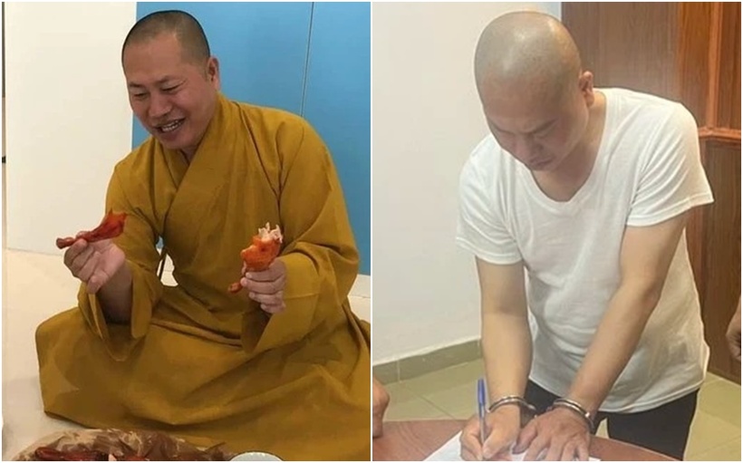 Nguyễn Minh Phúc thời điểm khi đăng hình lên mạng và khi bị bắt tạm giam. (Ảnh: Công an)