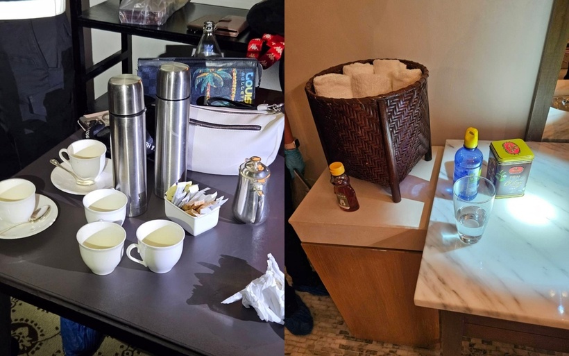 Theo ảnh chụp hiện trường vụ 6 người Việt tử vong, trong phòng có ít nhất 6 cốc/ chén nước đã được uống. Ảnh: Daily News Thailand