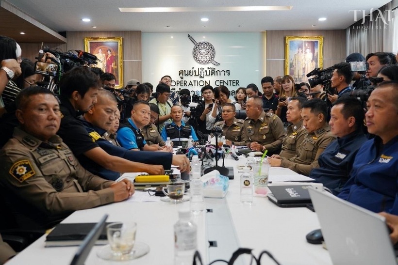 Cảnh sát tổ chức họp báo công bố kết quả điều tra ban đầu vụ 6 người Việt tử vong ở Thái Lan. Ảnh: ThaiEnquirer/VOV