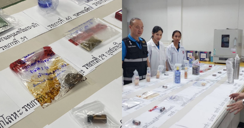 Chuyên gia pháp y Thái Lan nhận định các túi trà đen đã bị tẩm lượng xyanua rất lớn. Ảnh: Matichon