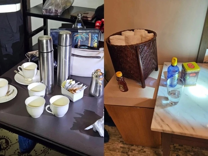 Chất bột bí ẩn được tìm thấy dưới đáy 6 cốc cà phê trong vụ án. Ảnh: Matichon