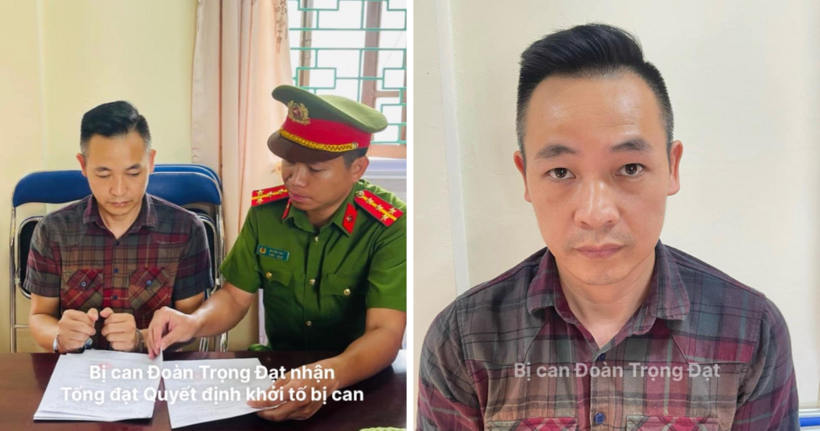 Đoàn Trọng Đạt tại cơ quan công an.