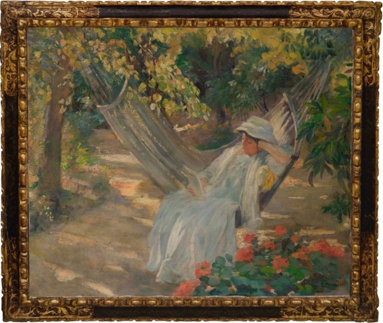 Victor Tardieu (1870 – 1937). Một cuốn sách hay, 1904. Sơn dầu. Ký dưới phải. 46 x 54.9 cm
