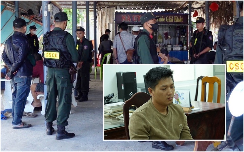 Gần 100 cán bộ, chiến sĩ được huy động tham gia chuyên án và triệt phá thành công đường dây cá độ bóng đá quy mô lớn ở Bình Thuận, do Phạm Nhật Trường cầm đầu. (Ảnh: Tuổi trẻ)