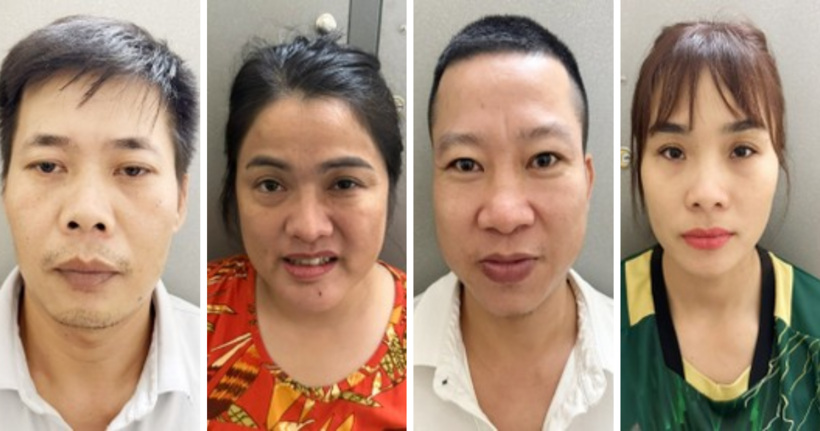 Các đối tượng tại cơ quan công an. (Ảnh: T.Văn)