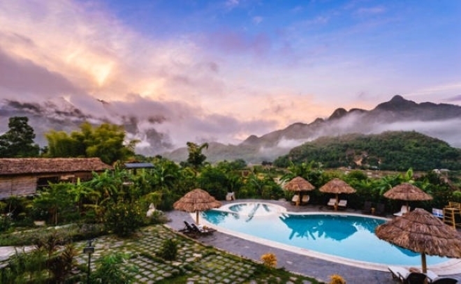 Mai Chau Ecolodge nổi tiếng với khung cảnh thiên nhiên hùng vĩ