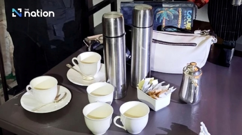 Các tách trà tại hiện trường vụ 6 người tử vong trong khách sạn ở Thái Lan. Ảnh: The Nation