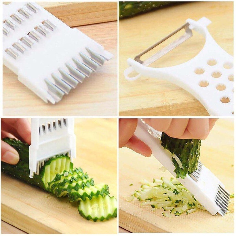 Phần lưỡi dao răng cưa ở mặt sau dao bào có thể giúp bạn tạo hình ziczac đẹp mắt cho dưa leo hoặc các loại rau củ khác, giúp món ăn thêm phần hấp dẫn và bắt mắt. Ảnh minh họa