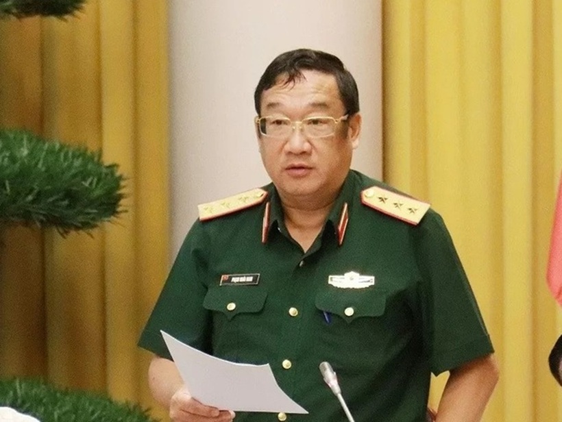 Thượng tướng Phạm Hoài Nam - Thứ trưởng Bộ Quốc phòng tại họp báo (Ảnh: QN).