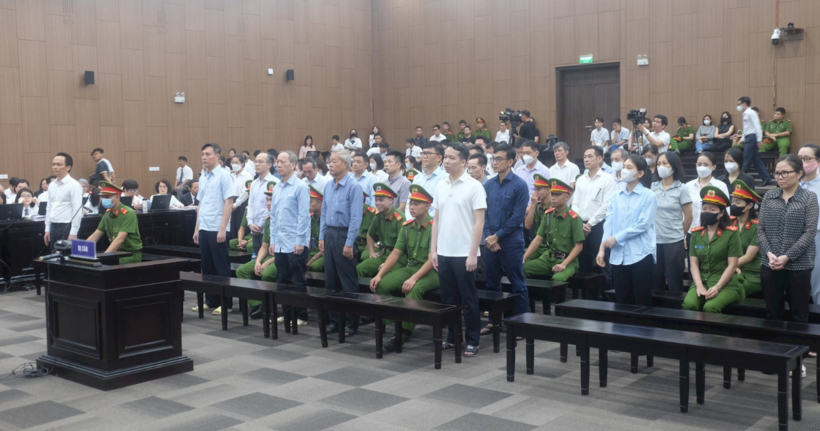 Các bị cáo tại tòa. (Ảnh: Minh Đức)