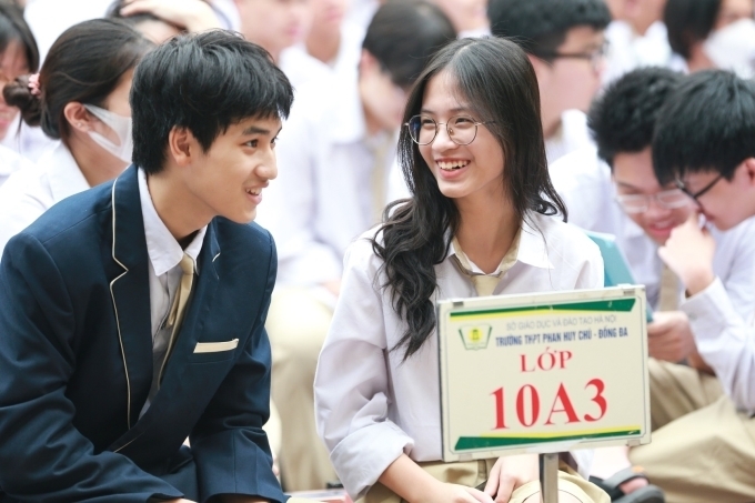 Học sinh trường THPT Phan Huy Chú - Đống Đa, Hà Nội. (Ảnh: Fanpage nhà trường)