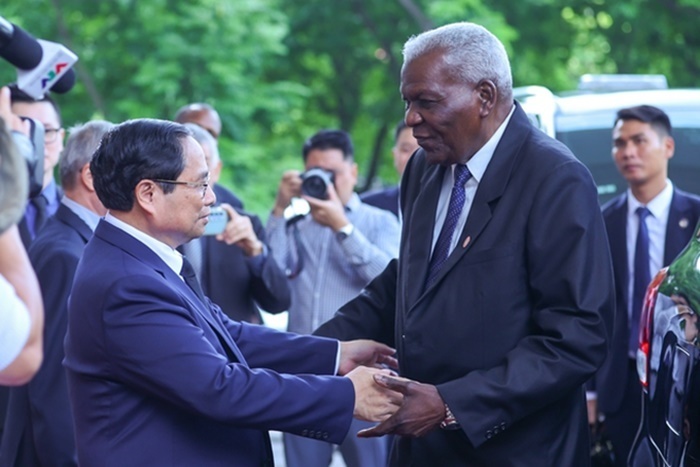 Thủ tướng Phạm Minh Chính tiếp Chủ tịch Quốc hội Cuba Esteban Lazo Hernandez (Ảnh: VGP).