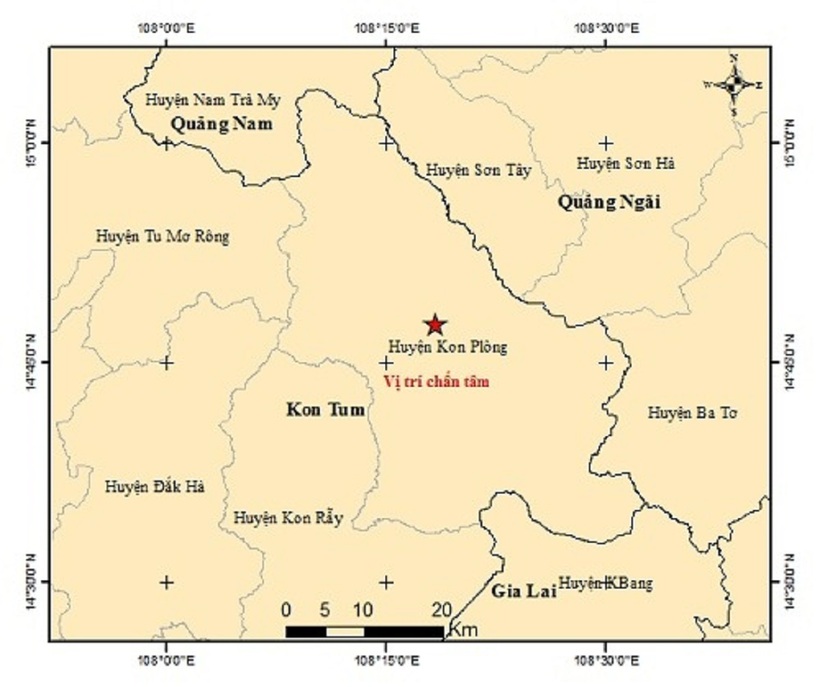 Động đất 3.3 độ richter ở Kon Tum. Ảnh: VOV