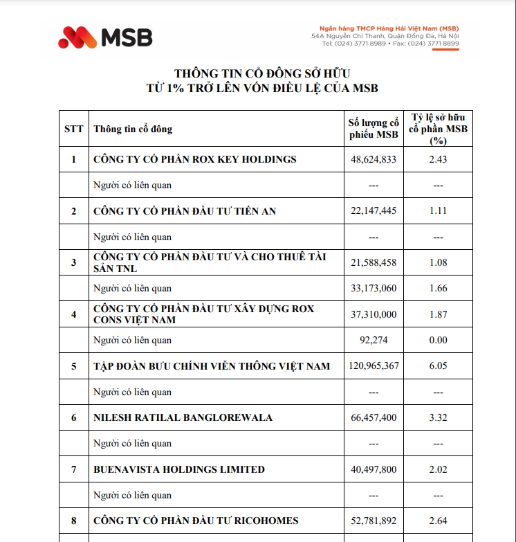 Hé lộ tỷ lệ sở hữu của cổ đông "gần lớn" trong hệ sinh thái ROX Group tại MSB - 2