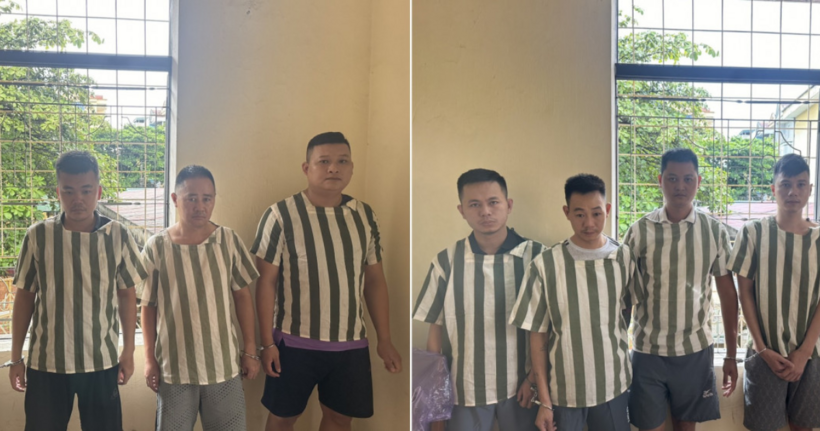 Một số đối tượng tại cơ quan công an. (Ảnh: Công an tỉnh Quảng Ninh)