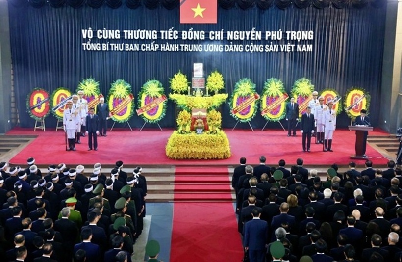 Lễ truy điệu Tổng Bí thư Nguyễn Phú Trọng (Ảnh: TTXVN).