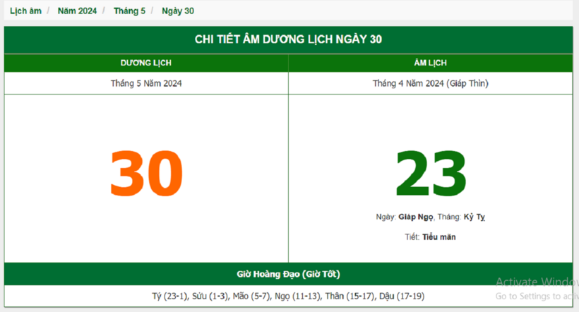 Âm lịch hôm nay 30/7 chuẩn nhất