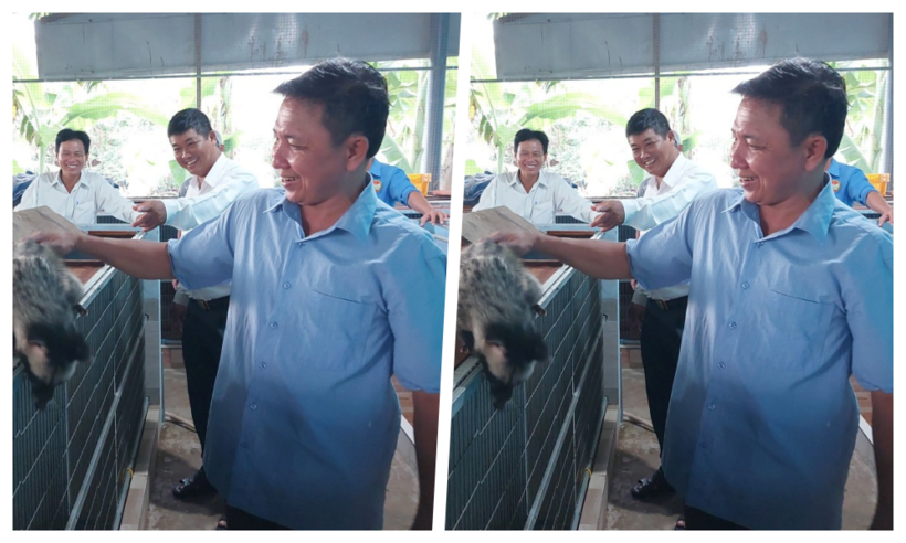 Anh nông dân "giàu to" nhờ nuôi chồn hương. Ảnh: Báo Long An