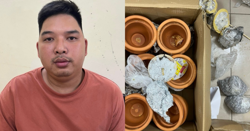 Đối tượng Nguyễn Văn Đức và tang vật. Ảnh: Công an Thành phố Hà Nội.