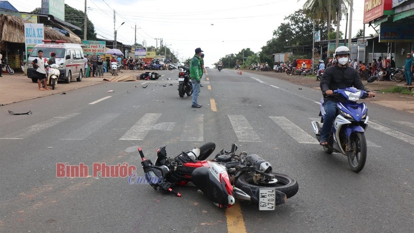 Hiện trường xảy ra vụ tai nạn. Ảnh: báo Bình Phước.