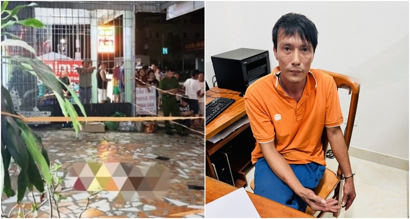 Đối tượng Đinh Quang Tuấn và hiện trường vụ án mạng. (Ảnh: CAND)