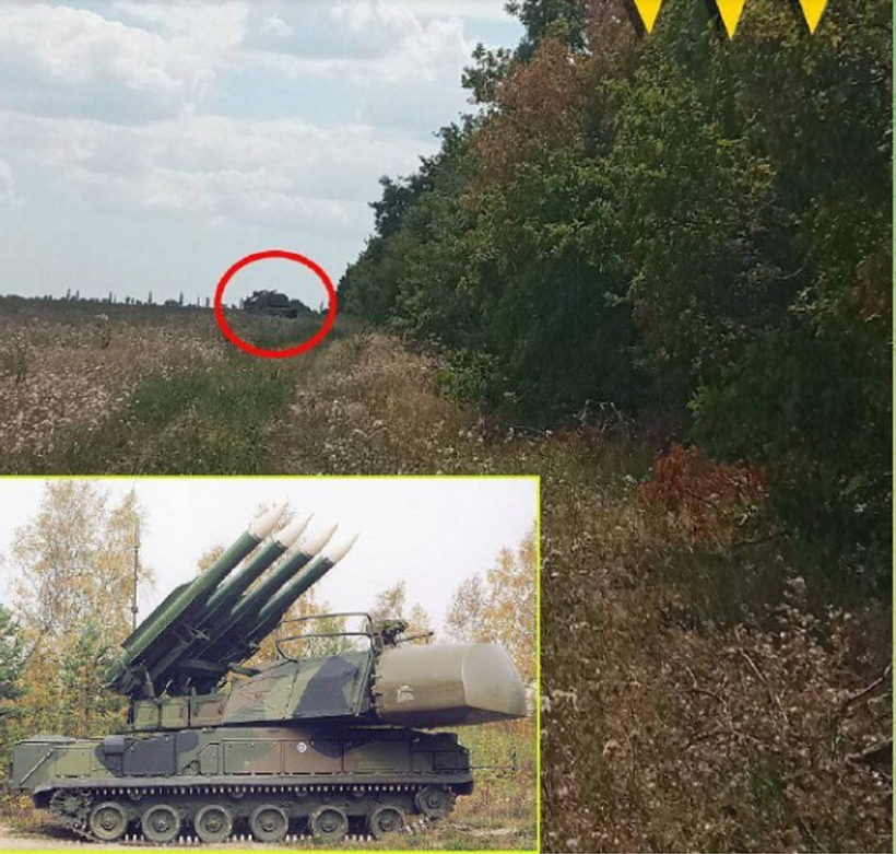 Hình ảnh chụp lại hệ thống tên lửa phòng không Buk-M2 của Nga ở quận Volnovakha thuộc vùng Donetsk. Ảnh: Atesh