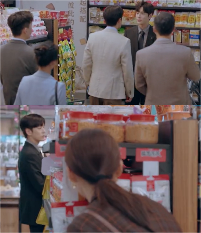 Kỷ Dục Hằng và Đồ Tiểu Ninh bất ngờ chạm mặt đồng nghiệp khi đang cùng nhau đi siêu thị.