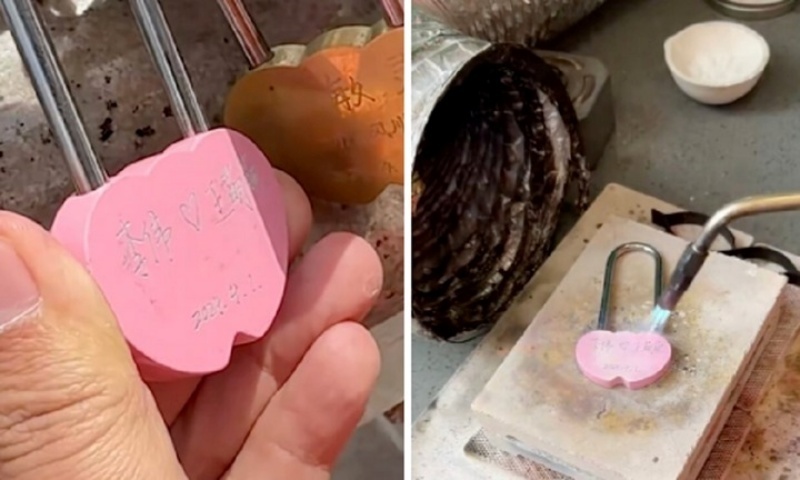 Anh shipper tận tâm trên đã mang đến một cửa hàng chuyên dụng để nấu chảy ổ khóa. Ảnh: Douyin