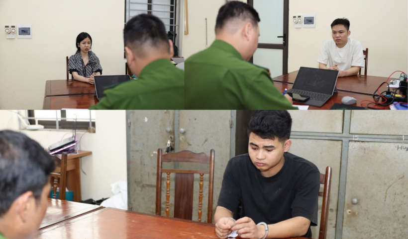 Một số đối tượng tại cơ quan điều tra. Ảnh: Công an Hưng Yên