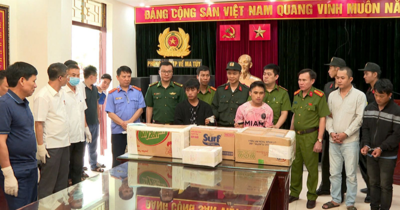 Công an tỉnh Thanh Hóa bắt gọn 4 đối tượng trong chuyên án, thu giữ số lượng lớn ma túy. (Ảnh: Công an Thanh Hóa)