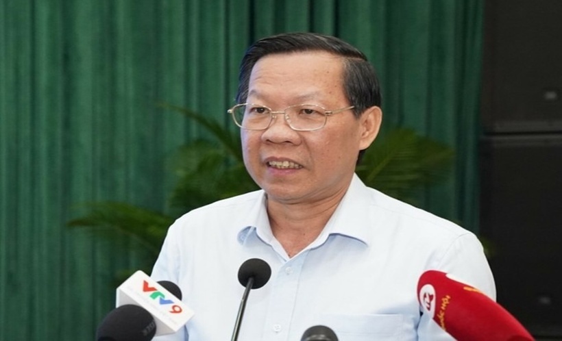 Chủ tịch UBND TP.HCM Phan Văn Mãi phát biểu tại hội nghị, sáng 6/8. (Ảnh: VNE)