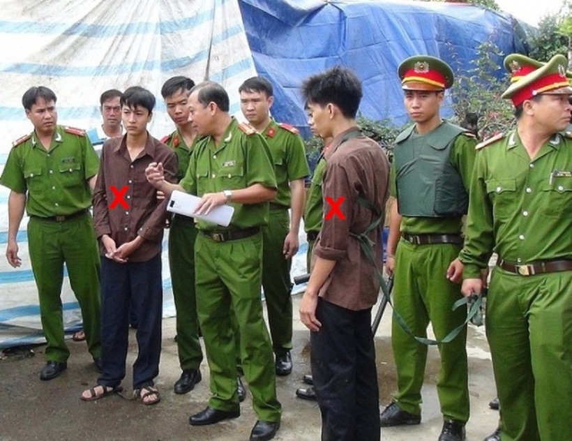 Thực nghiệm hiện trường vụ án. Ảnh: Công an Nhân dân