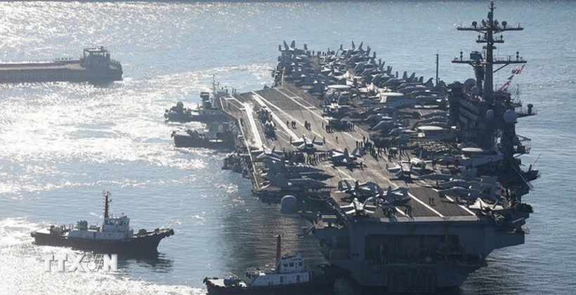 Tiêm kích F/A-18 Super Hornet của quân đội Mỹ. (Ảnh: IRNA/TTXVN)