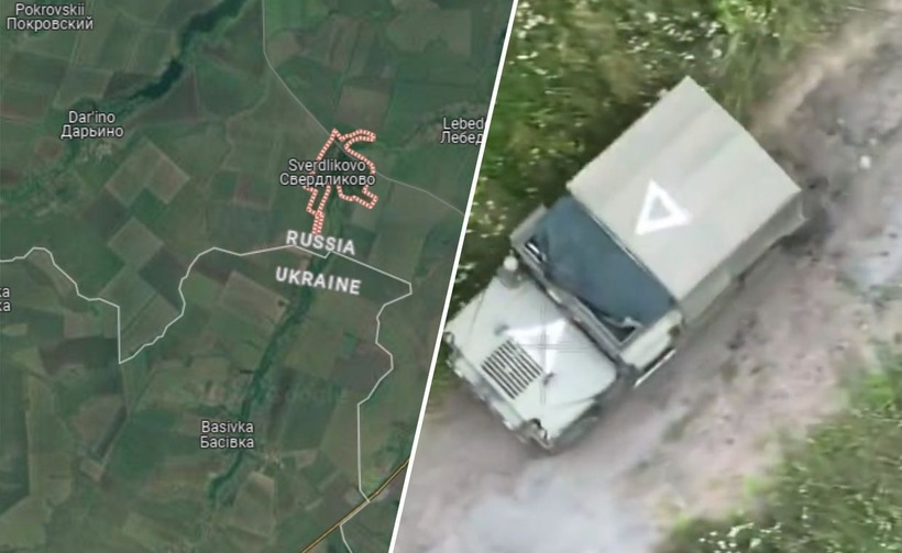 Một phương tiện của Ukraine được phát hiện ở khu vực gần biên giới với tỉnh Kursk. Ảnh: Essanews