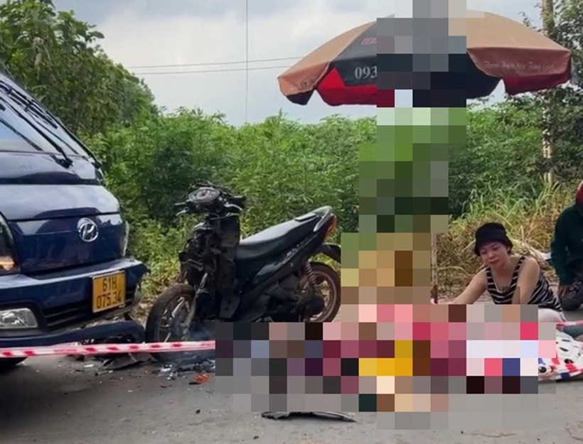 Hiện trường vụ va chạm với xe tải, 3 người trong gia đình tử vong. Ảnh: Người lao động