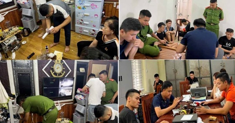 Công an huyện An Lão bắt quả tang 3 đối tượng có hành vi tổ chức sử dụng trái phép chất ma túy tại nhà nghỉ UK. (Ảnh: Công an TP. Hải Phòng)