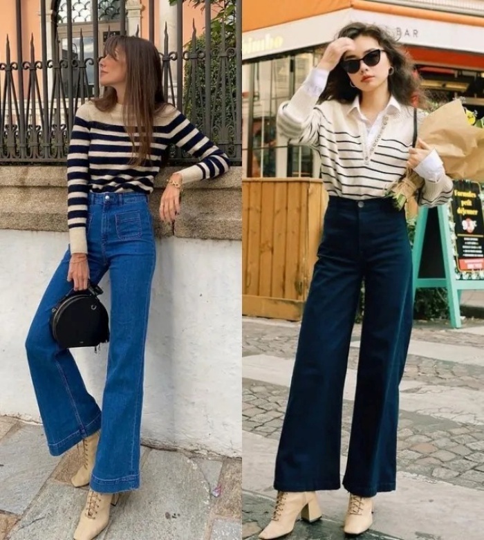Áo kẻ sọc ngang sẽ giúp bạn trông đầy đặn và cân đối hơn.