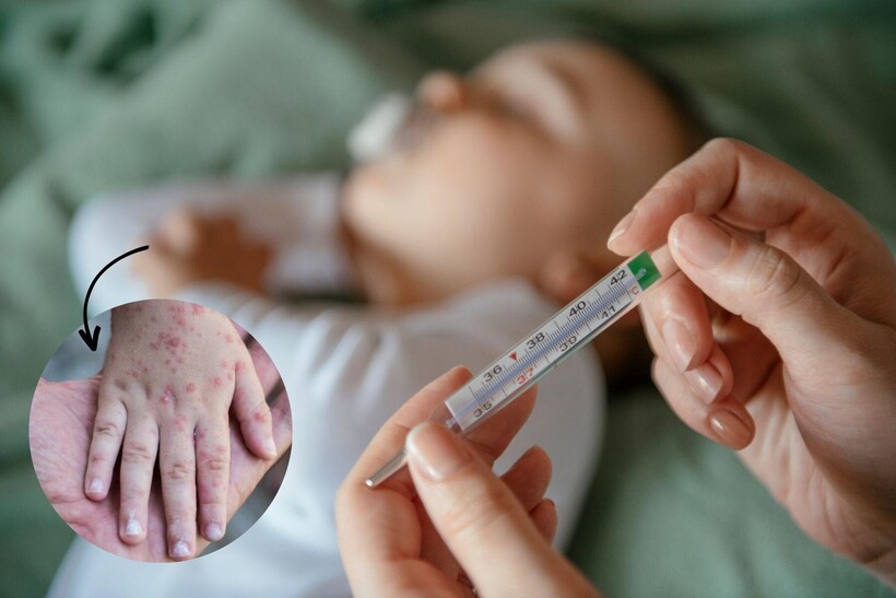 Trẻ sốt cao không hạ là dấu hiệu cho thấy bệnh tay chân miệng trở nặng