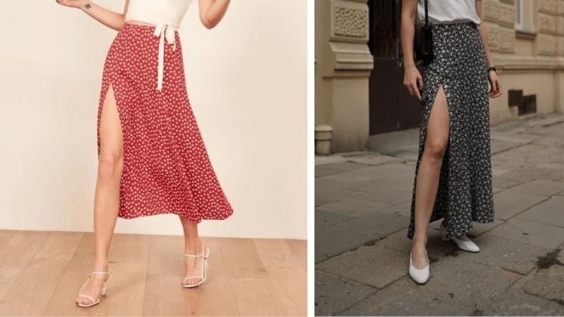 Nếu bạn tự tin hơn và muốn khoe đôi chân của mình một cách tinh tế, hãy thử những chiếc váy xẻ tà.