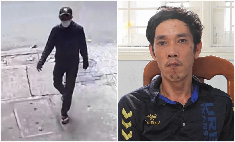 Dù bịt mặt nhưng công an vẫn truy ra được Phan Văn Thương. (Ảnh: Công an Đà Nẵng)