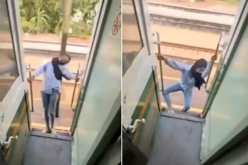 Cô gái tạo dáng trước khi "thảm họa" xảy ra.