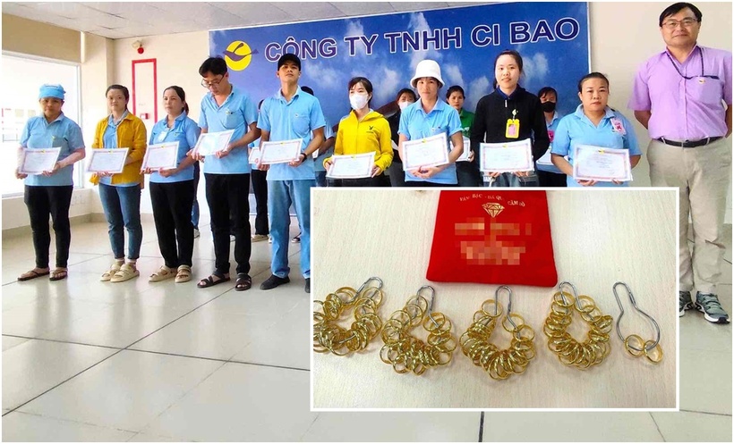 Mỗi tháng, công ty TNHH CiBao sẽ sàng lọc danh sách những người lao động có đủ thâm niên 5 năm làm việc để tặng 1 chỉ vàng 9999. (Ảnh: Công ty)