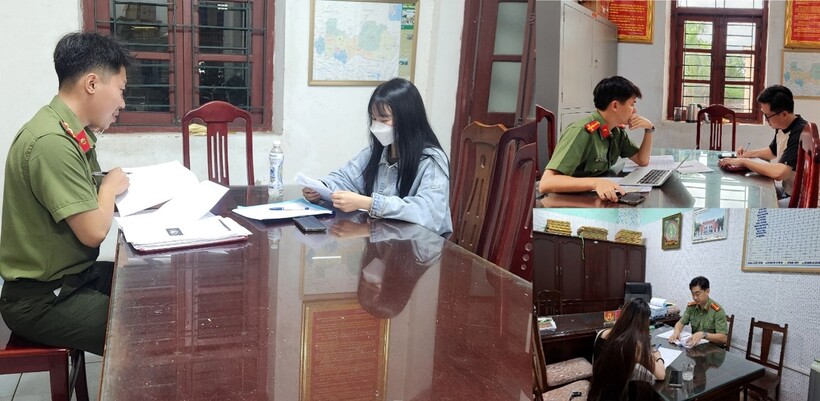 Cơ quan Công an làm việc với các trường hợp vi phạm. (Ảnh: Công an)
