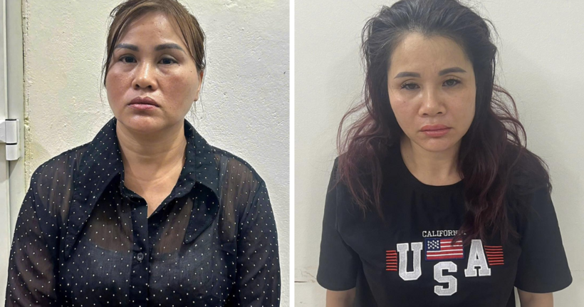 Hai đối tượng tại cơ quan công an.