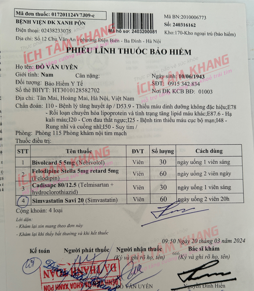 Ông Uyên được kết luận mắc rất nhiều bệnh lý tim mạch phức tạp