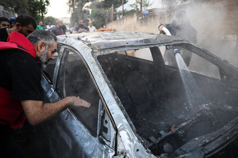 Một chiếc xe bị thiêu rụi sau cuộc tấn công của Israel ở Bờ Tây. Ảnh minh họa