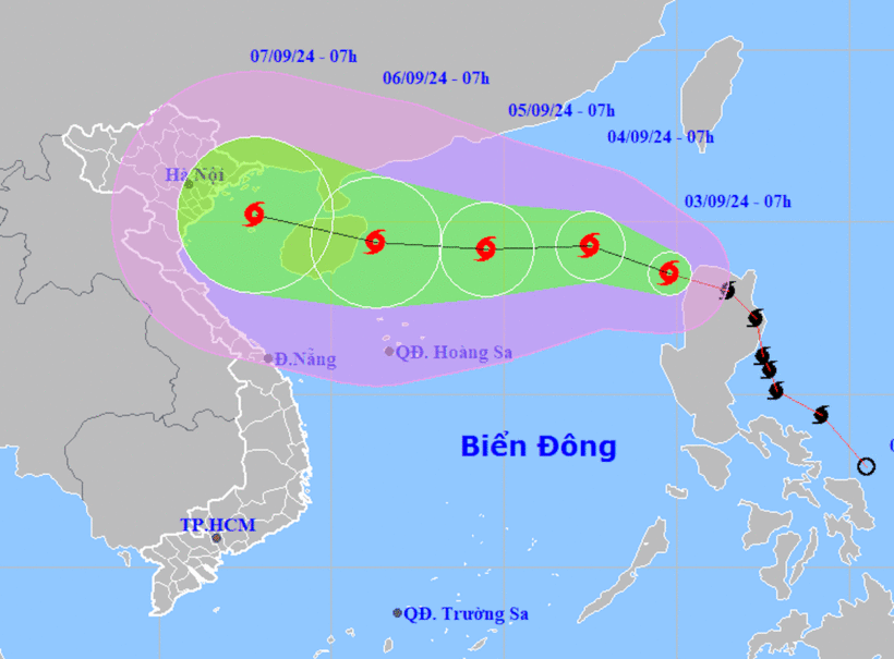 Dự báo đường đi và vùng ảnh hưởng của bão YAGI